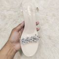Stylish Transparent Crystal Buckle High Heel Sandals for Women. 