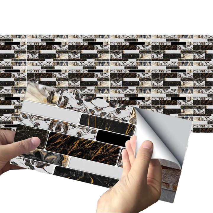 Self Adhesive Mosaic Tile Stickers for Walls — 24/48/96 pcs | Home Decor Wall Decals | Kitchen & Bathroom Stickers | Easy Peel & Stick Tiles – Pakistan