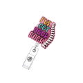 Printable Pattern Heart Badge Stylish Acrylic Material Glitter Powder Id Buckle Heart-Shaped Cartoon Design Work Card Clip for. 