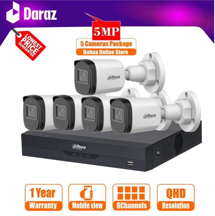 6 Cameras Package, 5 Megapixels Full HD, 6 Cameras Setup, 6 CCTV Cameras Kit (Dahua, HDCVI, DVR, XVR, CCTV Cameras, Security Cameras, Online View)-CCTV cameras set- CCTV camera price in Pakistan