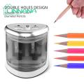Razor-sharp Pencil Tip Compact Dual Hole Pencil Sharpener for School Office Use Portable Stationery Tool with Sharp Blade Electric Pencil Sharpener. 