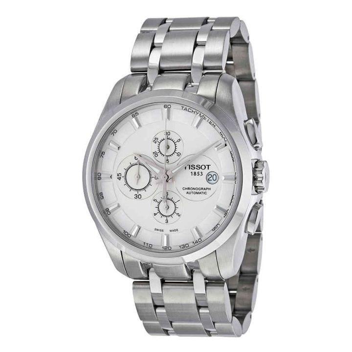 Tisot 1853 watch with date chain wrist silver white watch | watches tisot watch