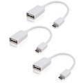 Combo of 3 - OTG Cables (MicroUSB) - White. 