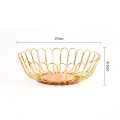 Golden Luxury Fruit Basket Countertop Fruit Vegetable Basket Bowl for Kitchen Counter, Metal Wire Countertop Fruit Bowl Basket Holder for Kitchen | Gold Modern Storage Table Centerpiece with Wood Stand | Home Décor 1pcs. 