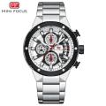 Mini Focus Silver Stainless Steel Silver Dial Chronograph Quartz Watch for Men - MF0397G-01. 