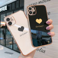 Jizetin (Free Lanyard) for Vivo Y53S 4G / Y51 / Y51S / Y31 / Y51A 2021 Back Cover Back Cover Heart loved Luxury 6D Plating Case Side Pattern Soft Silicone Square Phone Cases. 