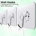 Adhesive Strong Wall Hooks For Bathroom And Kitchen, Waterproof And oilproof Nail Clear Hook ,Heavy Duty Sticky & Ceiling Wall Hook For Clothes Transparent Sticker. 