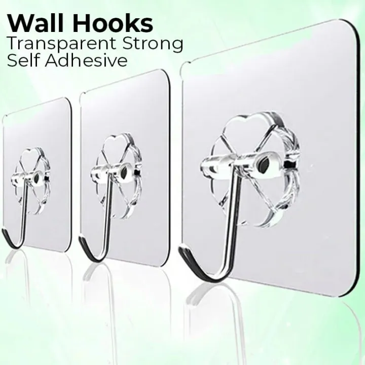 Adhesive%20Strong%20Wall%20Hooks%20For%20Bathroom%20And%20Kitchen,%20Waterproof%20And%20oilproof%20Nail%20Clear%20Hook%20,Heavy%20Duty%20Sticky%20&%20Ceiling%20Wall%20Hook%20For%20Clothes%20Transparent%20Sticker%20-%20Image%204