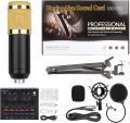 VM800 Condenser Microphone Mic Set with V8 Audio Mixer Sound Card Microphone Stand and Double Layer Pop Filter for Live Streaming Gaming Voice Recording Singing Smule Star Maker Microphone for Recording/Broadcasting/Gaming. 
