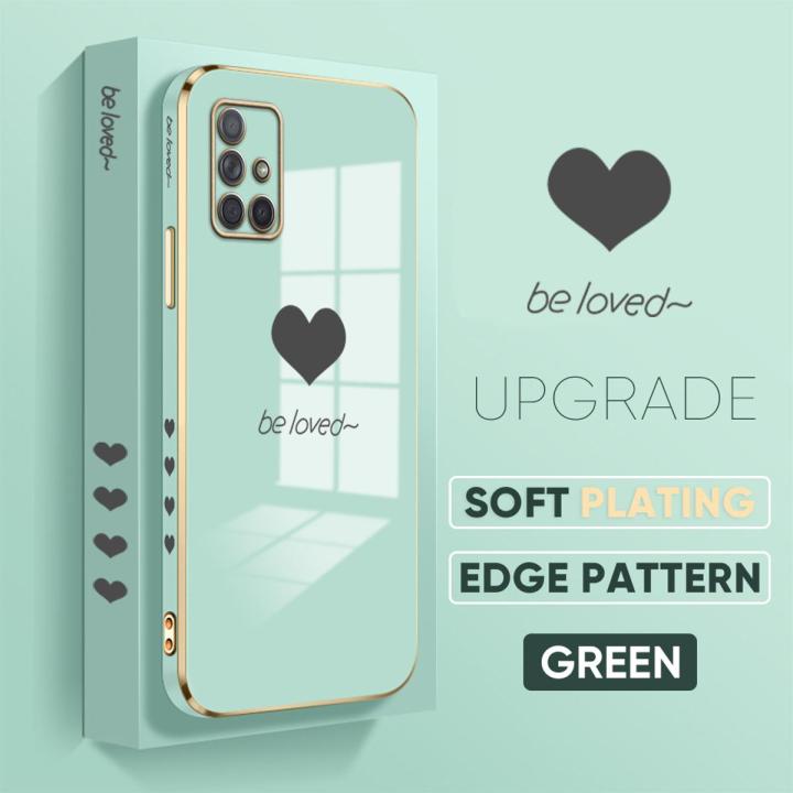 TA for Samsung Galaxy A71 Back Cover + Free Lanyard Simple Love Luxury 6D Plating Case Side Pattern Soft Silicone Square Phone Cases