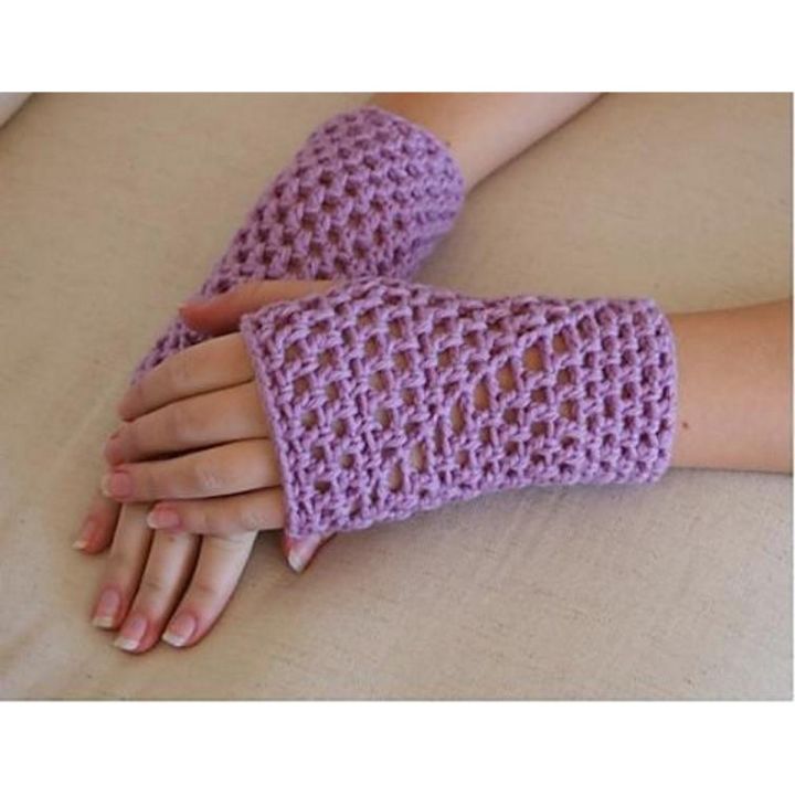 Purpley Purpley Charming Fingerless Women Crochet Gloves