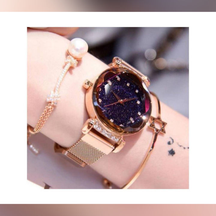 Magnet Starry Sky Watch Women Luxury Watches Mesh Band Quartz Wristwatch Ladies Magnetic Buckle Clock