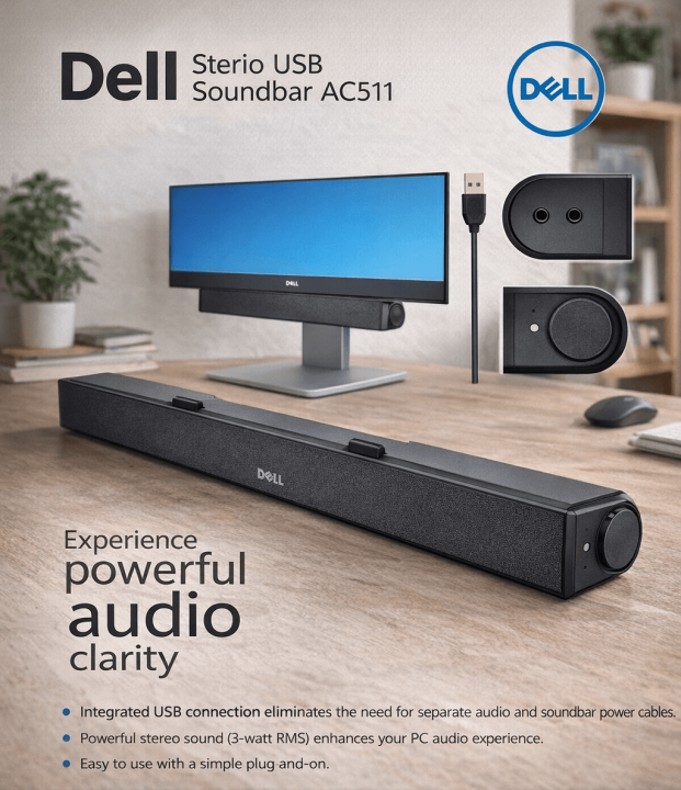 Dell Sound Bar AC511 - USB Wired Speaker | Daraz.pk