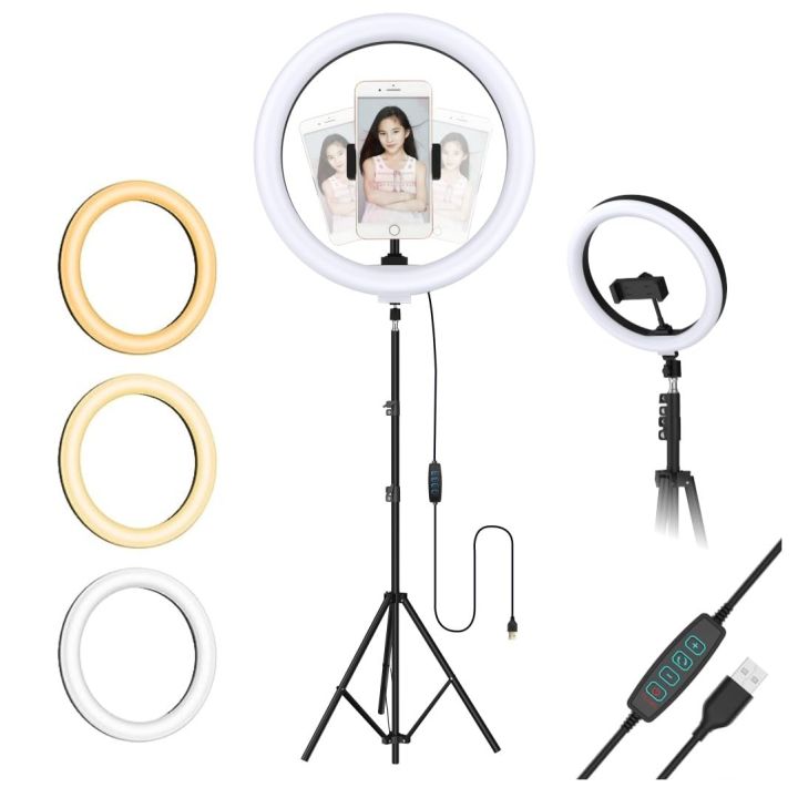 26CM / 36CM Selfie LED Ring Light with 7Feet Tripod & Mobile Holder | 3 Shades 26 CM LED Ring Light & 7 feet Tripod Stand & Mobile Holder | Dimmable Selfie LED ring light Ringlight for Videos Light with tripod Stand