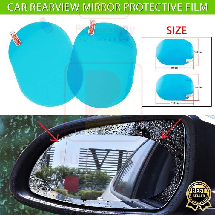 2pcs 95 x 135mm 2in1 Car Rearview Mirror Rainproof Film Anti Fog Window Foils Rear View Mirror Stickers Screen Protector