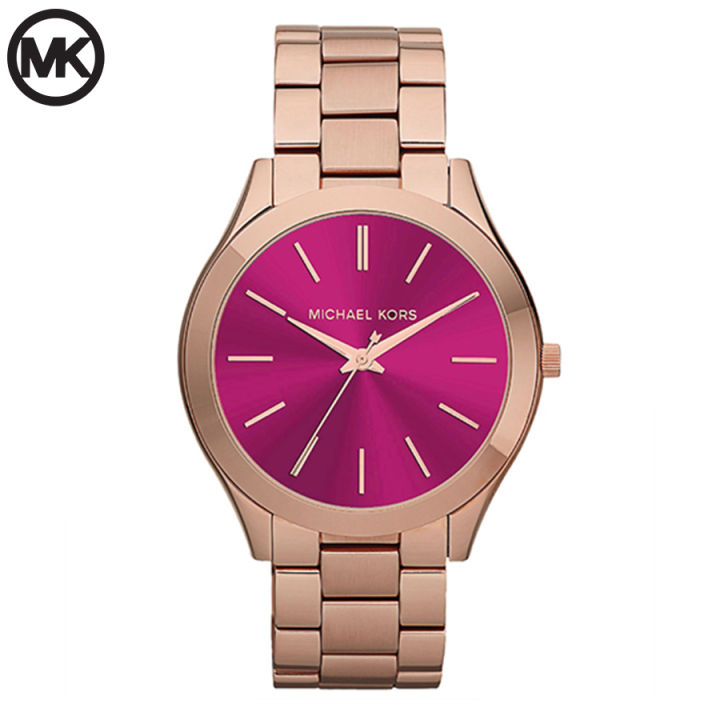 Michael Kors Purple Dial Rose Gold Stainless Steel Watch For Women MK-3436