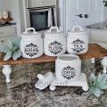 Coffee, Tea, Flour, Sugar Vinyl Art Decals For Canisters Pantry Labels Stickers Kitchen Canisters Decal Labels Decor. 
