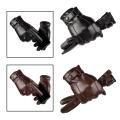 Gloves Men Winter PU Leather Gloves Button Warm Mittens Luxurious PU Leather Driving Men's Gloves. 