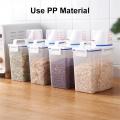 Storage Jar Sets 2.5L Bulk Cans Clear Plastic Storage Containers with Handle and Measuring Cups Rice , Grains Container Fresh Storage Jars -1 pc. 