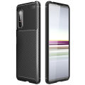 For Sony Xperia 5 II Case Soft Back Cover Anti-knock TPU Bumper Carbon Fiber Phone Case. 