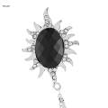 Long Chain Brooch, Suit Pin Rhinestone Oval Lapel Pin Decoration Hanging Chain Brooch Men's Brooch for Men's Accessories Father Men. 