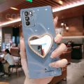 For OPPO A16 Cover with Makeup Mirror Shiny Plating Square Bumper Girls Phone Case Soft TPU Silicone Shockproof Protective Back Cover. 