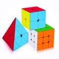 AR Traders-Pack of 3: Cube Combo of 2X2 3x3 and Pyraminx Pyramid Triangle High Speed Sticker-less Cube Brain Teaser Puzzle. 