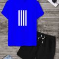 TRACKSUIT - r.blue & Black Summer Printed Tracksuit For Men & Boys - Soft and Comfortable Fabric T Shirt & short Printed Tracksuit. 
