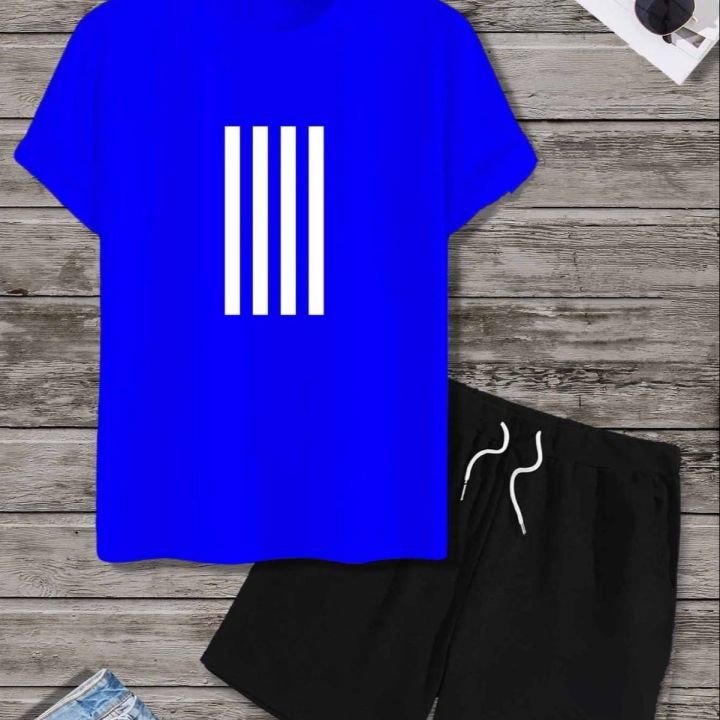 TRACKSUIT - r.blue & Black Summer Printed Tracksuit For Men & Boys - Soft and Comfortable Fabric T Shirt & short Printed Tracksuit