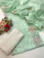 Embroided 3 Piece Suit For Women Paper Cotton Shirt Dupatta with COMPUTER KACHA TARKASHI EMBROIDERY and White Cotton Chikankari Trouser Ashrafi Ashrafi Customized. 