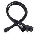 Copper 3 Way PWM 4Pin/3Pin Computer Fan Power Sleeved Splitter Extension Cable. 