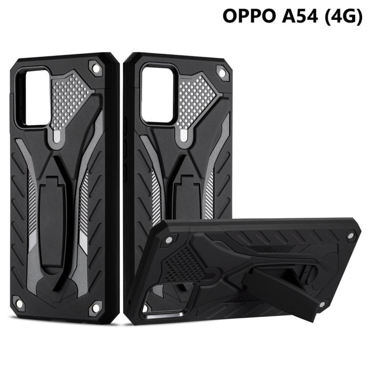 Oppo A54 4G Anti Shock Drop Resistance Airbag Back Cover Case Soft+PC With Camera Protection and Mobile Stand Holder