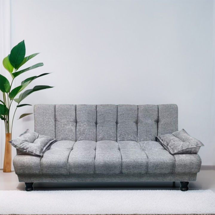 Sofa CumBed 3 Seater Grey, Jute & Valvet Custumize (( Special offer }}