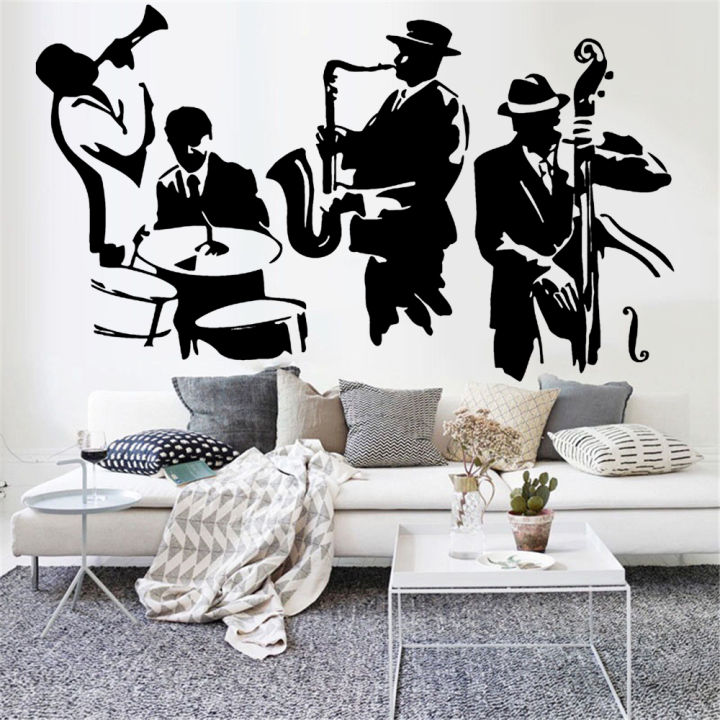 Jazz Wall Decal Saxophone Instrument Tool Band Musical Player Vinyl Removable Wall Sticker Living Room Artistic Decoration