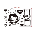 Happy Girl Chef Loves Cooking Wall Sticker Restaurant Bar Kitchen Dining Room Fridge Light Switch Decal Diy Art Home Decor | 3d Wall Stickers For Kitchen Waterproof | Wall Stickers For Kitchen Tiles | Kitchen Stickers For Wall Decoration. 