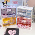 Kawaii Sanrio Girls Cinnamoroll Desktop Storage Box Kuromi Melody 6 Grids Drawer-type Stationery Desk Accessories Organizer Box. 
