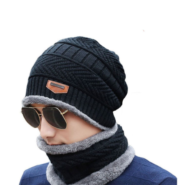 Caps Club Winter Beanie Hat Cap Neck Warmer Scarf Set Fleece Lined Skull Cap and Scarf Unisex Hat & Scarf Set Stylish Knit Skull Cap for Men Women Caps For Girls / Boys Caps / Men Caps / Mens Caps / Girls Caps / Caps For Boys / Unisex Caps / Topi / Girls 