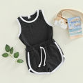 Baby Boys Tanks Tops + Shorts, Sports Casual Style Elastic Waist Drawstring Summer Clothing. 