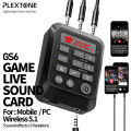 Plextone GS6 Game Live Sound Card Digital Vox Modification Dual Mode Sound Card Mixer With Multiple Sound Modes For Streaming with 3.5mm Interface USB-C Interface For Mobile PS4 PS5 Laptop PC Xbox - Black. 