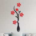 3D Wooden Vase Flower Wall Murals DIY Flower for Living Room Bedroom Decoration | Sparrow Set. 