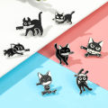 Cartoon Pin Creative Black Cat Cartoon Novelty Enamel Pin. 