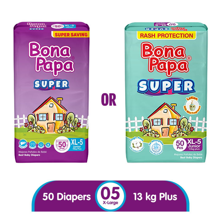 Bona Papa Super Diapers -  Super Economy Pack - XL Size 5 - 50 Pcs