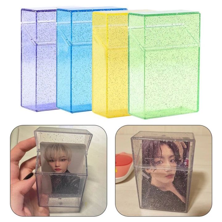 Transparent Storage Box Kawaii Stationery Blingbling Photo Card Holder Box Case Container Idol Kpop Albumes Photo Storage Ins