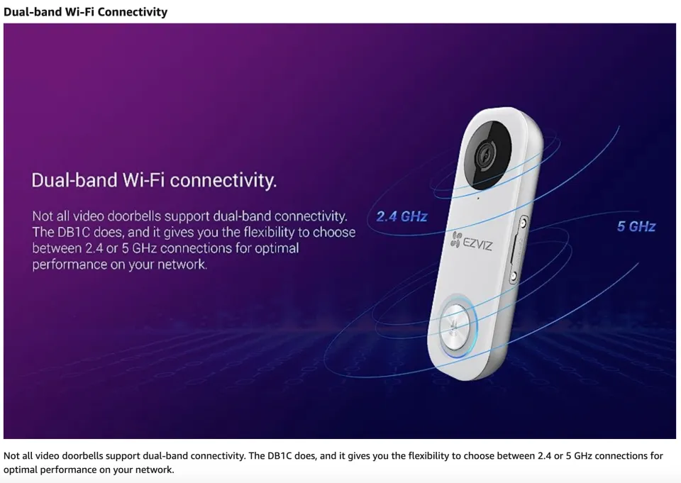 EZVIZ DB1C Wired Video Doorbell Camera Kit with Chime,