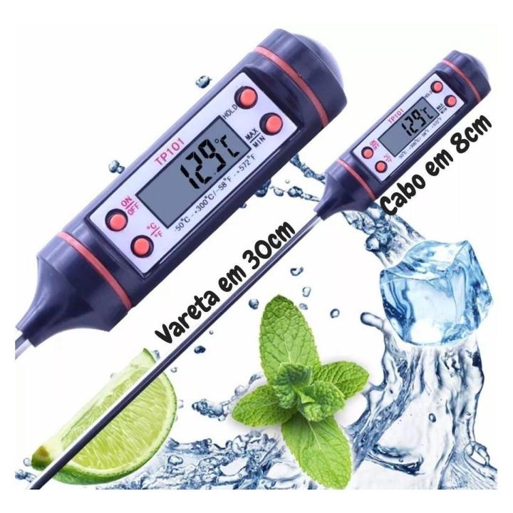 Digital Kitchen Heat Gauge Thermometer For Oven Baked Barbeque BBQ And Fried Food Temperature - Black