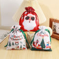 Reusable Gift Bags Lightweight Santa Design Fabric Drawstring Bag 30x20cm Christmas-Themed Party Favor Pouch for Christmas. 
