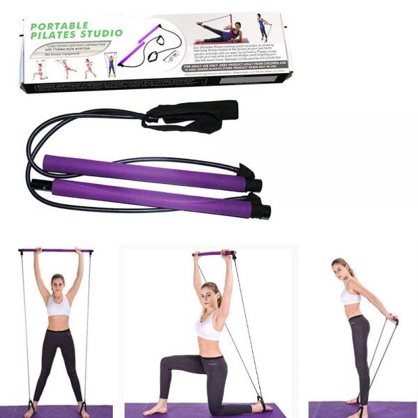 Portable Pilates Bar Kit with Resistance Band for Exercise Home Gym Pilates Reformer Body Shaping Pilates Stick for Workout, Yoga, Fitness, Stretch