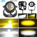 (1pcs) New Mini Driving Fog Light for All Motorcycle, Cars, Jeep(1pcs)  Dual Function White-Yellow Lens Projectors Auxiliary Light 20w. 