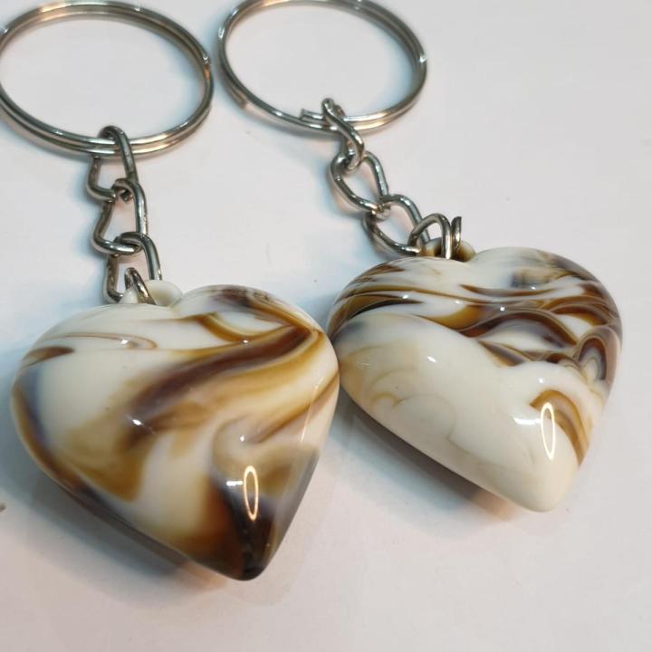 Pack of 2 Premium Quality Marble Heart Key chain | Heart Keychain | Heart Key Holder | For Men and Women Key Rings