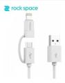 Rock Space 2 in 1 Data Cable Lightning + Micro (WHITE) and (black). 